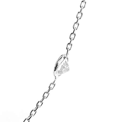 Sterling Silver Mini 3mm Cubic Zirconia CZ By the Yard Station Anklet Anklet Bracelet, 10", 11" - Image 4